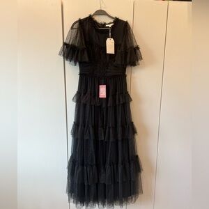 Ivy city co floor length black tulle dress
